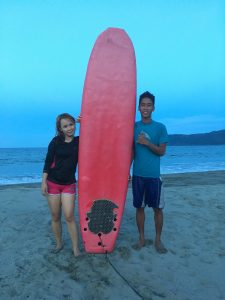 With Mr. Aldrin Iglesia, my surfing trainer from Freedom Surf School.