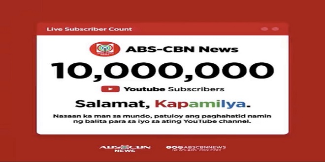 ABS-CBN News hits 10M subscribers on YouTube_1