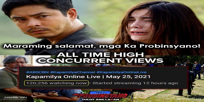 FPJ’s Ang Probinsyano has broken its live viewership record on Kapamilya Online Live