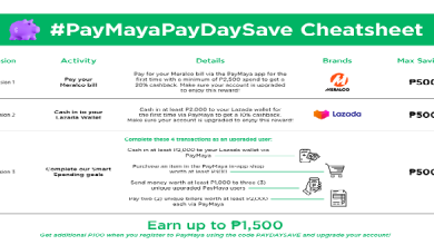 PayMaya PayDaySave Nov - Cheatsheet