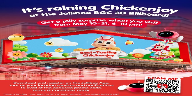 Experience the Joy of Chickenjoy at the Animated Jollibee 3D Billboard in BGC