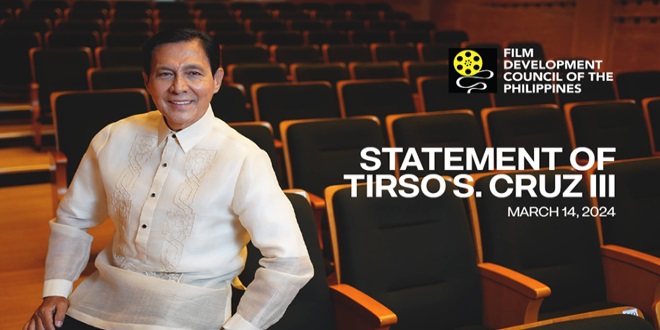 The official statement of former FDCP Chairman & CEO Tirso Cruz III on his resignation