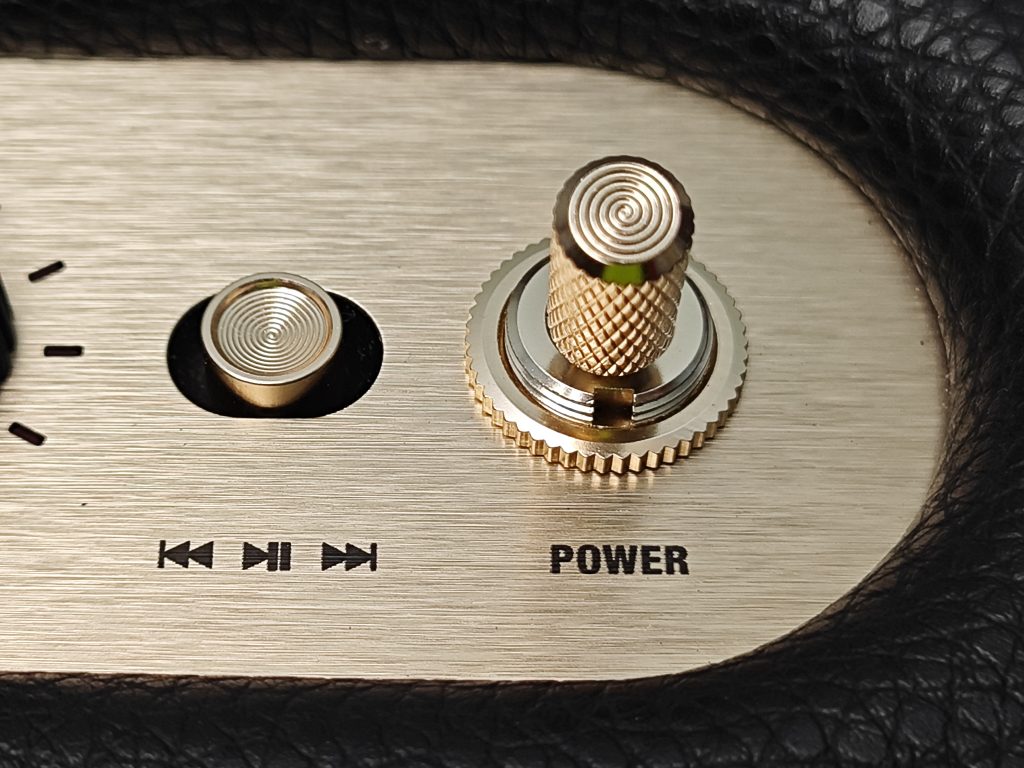 Power button and knobs of Marshall Acton III