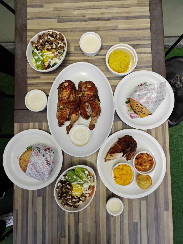 Flat lay set up of shawarma offerings of Kenny Rogers Roasters