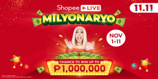 Chance to Win One Million Pesos 11.11 Shopee Live Milyonaryo!