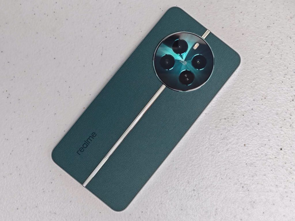 realme 12+ 5G phone in Pioneer Green color