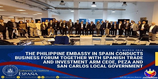 La Embajada de Filipinas en España acoge un foro empresarial en colaboración con el CEO, PEZA, el Gobierno Local y el Consejo de Desarrollo de San Carlos