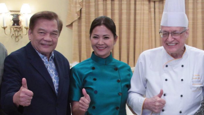 The Manila Hotel President Atty. Jose D. Lina, Jr., consultant chef Riza Shanti Lim, The Manila Hotel executive chef Konrad Walter