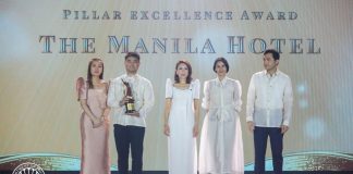 Manila Hotel Recognized as Tourism Pillar at 1st Philippine Tourism Awards The Manila Hotel's assistant director of sales Adrian Salumbides, marketing manager Abby Legaspi Maguigad with TPB COO Margarita Nograles, DOT Secretary Christina Garcia Frasco, and DOT Usec Shahlimar
