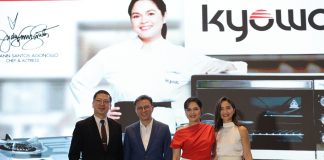 The Appliance Judy Ann Santos Trusts: Why She Partnered with Kyowa (L-R) Kyowa President Nathanael Ong, Kyowa COO Eugene Go, Judy Ann Santos, and talent manager Mary Jane Buencamino