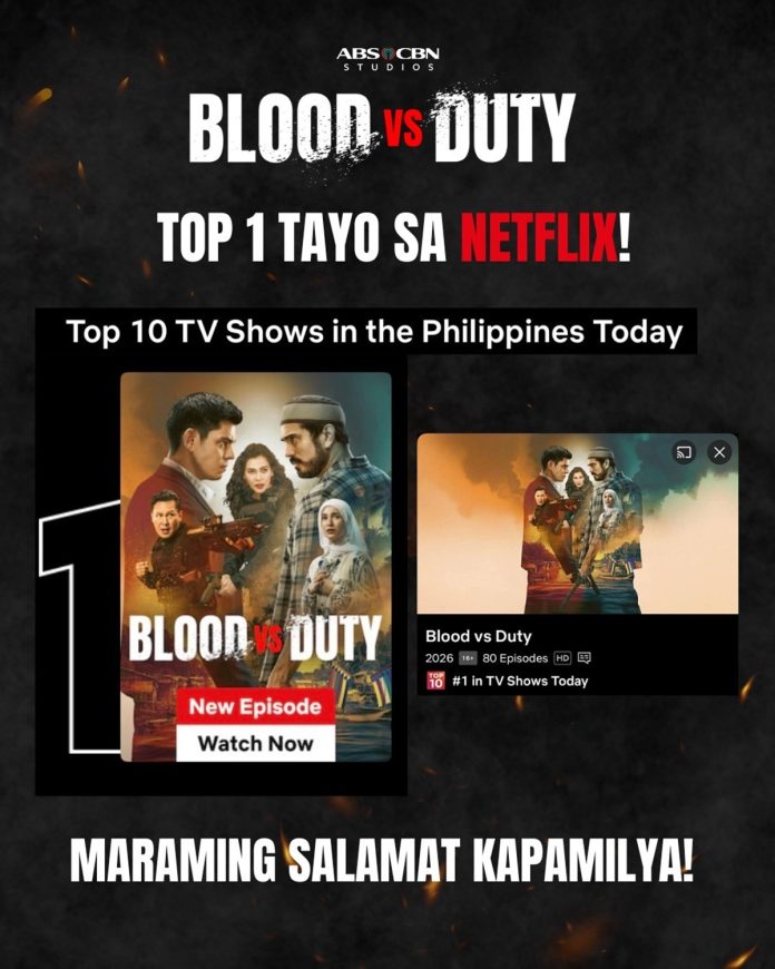 Blood vs Duty is #1 on Netflix