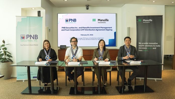 PNBSI and Manulife Investments PH contract signing - PR Photo