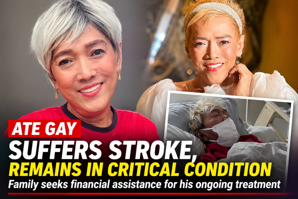 Comedian Ate Gay suffers a stroke while confined in the ICU. His family seeks financial assistance as he remains in critical condition.