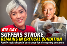 ATE GAY SUFFERS STROKE, REMAINS IN CRITICAL CONDITION; FAMILY SEEKS FINANCIAL ASSISTANCE Comedian Ate Gay suffers a stroke while confined in the ICU. His family seeks financial assistance as he remains in critical condition.