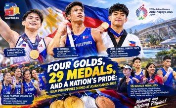 FOUR GOLDS, 29 MEDALS, AND A NATION’S PRIDE: TEAM PHILIPPINES SHINES AT ASIAN GAMES 2026
