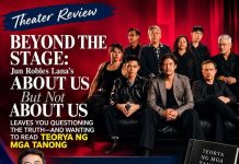 BEYOND THE STAGE: Jun Robles Lana’s ABOUT US BUT NOT ABOUT US Leaves You Questioning the Truth—and Wanting to Read TEORYA NG MGA TANONG About Us But Not About Us Review: Truth, Lies, and Teorya ng mga Tanong. Read The Profiler’s 5-star review of Jun Robles Lana’s About Us But Not About Us, featuring Kobie Brown, Tuxqs Rutaquio, Epi Quizon, and Teorya ng mga Tanong.