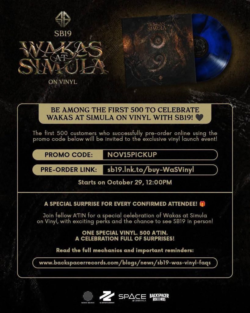 SB19 releases Wakas at Simula on vinyl for ₱3,500, featuring exclusive collectibles, 12 tracks, and a special November 15 fan event in Makati.